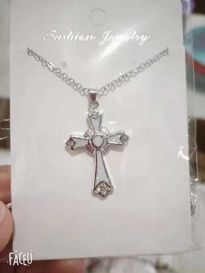 Exquisite Fashion Cross Pendant 925 Sterling Silver Necklace Diamond Necklace Cr