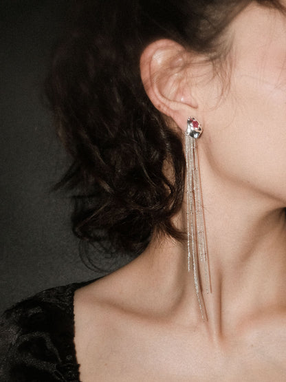 Rose Petal Tassel Stud Earrings