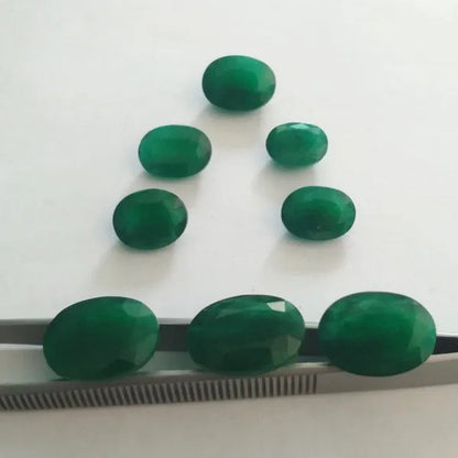 NATURAL EMERALD ZAMBIAN CUT FACETED OVAL SHAPE LOOSE GEMSTONES