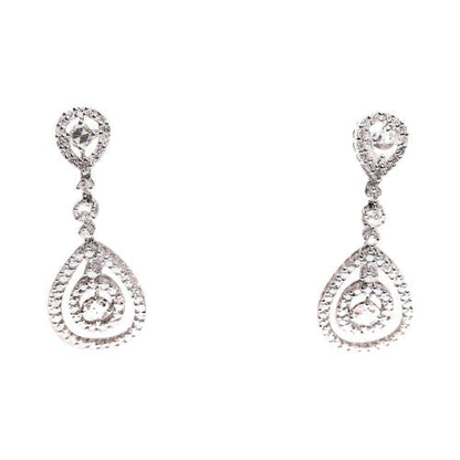 2.36 CT DIAMOND 6 ROSE CUT AND ROUND BRILLIANT CUT EARRING 18 K WHITE GOLD