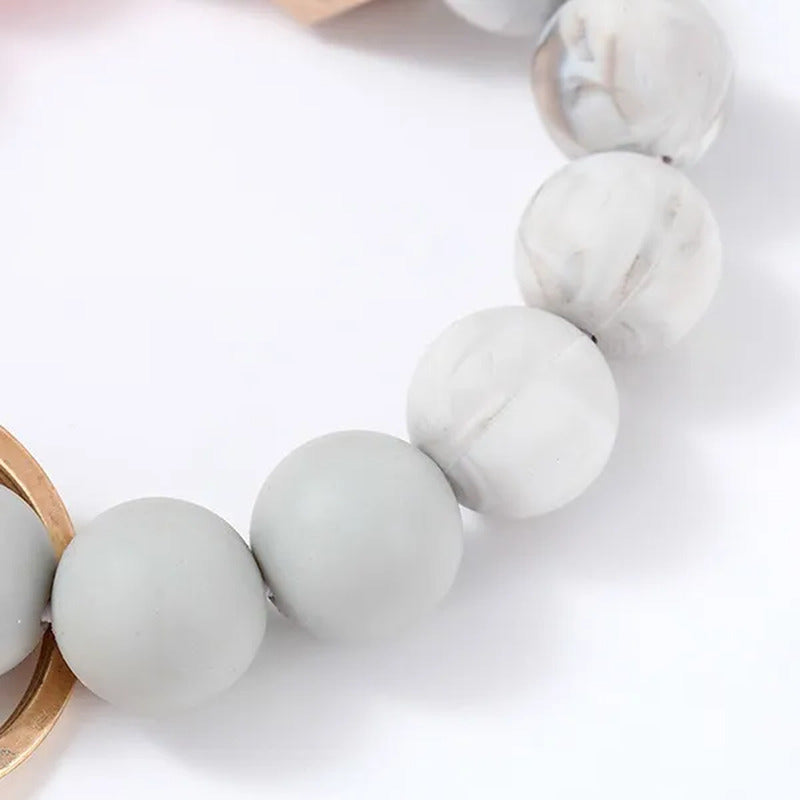 1PC Fashion Wooden Bead Silicone Bead Bracelet Woman Accessories Card Holder Por