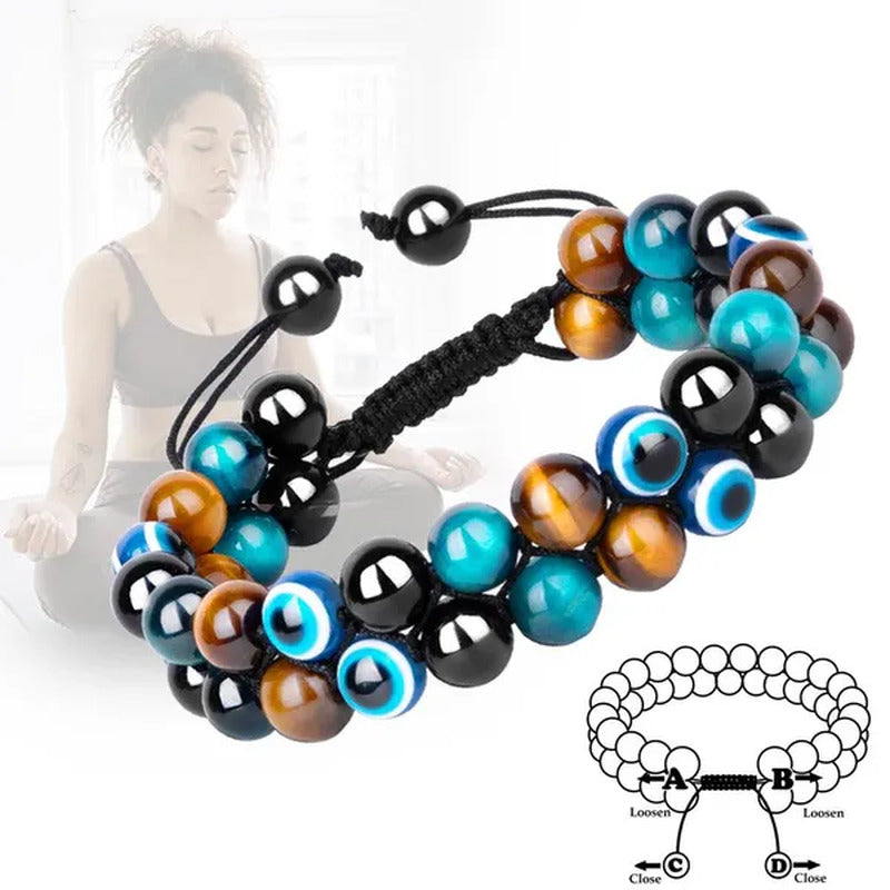 Tiger Eye Bracelet for Men Handmade Bracelets Quadruple Protection Obsidian Bead