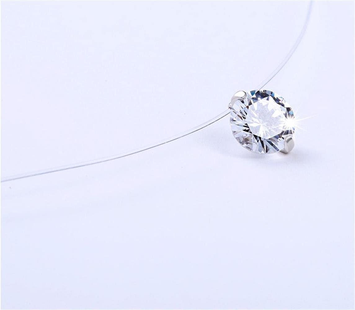 S925 round Fish Line Two Claws Cut Clear Cubic Zirconia Pendant Necklace (Silver