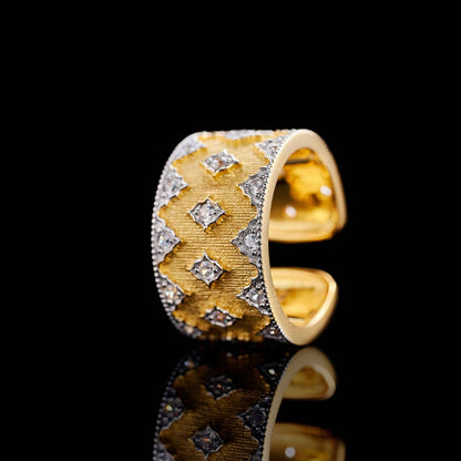 European and American Ins Two-Color Star Wide Ring