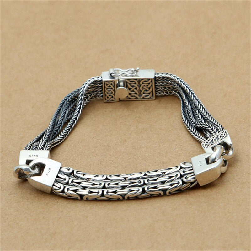 New 100% S925 Sterling Silver Jewelry Models Fashion Retro Peace Stripes Persona