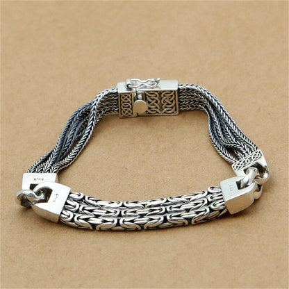 New 100% S925 Sterling Silver Jewelry Models Fashion Retro Peace Stripes Persona