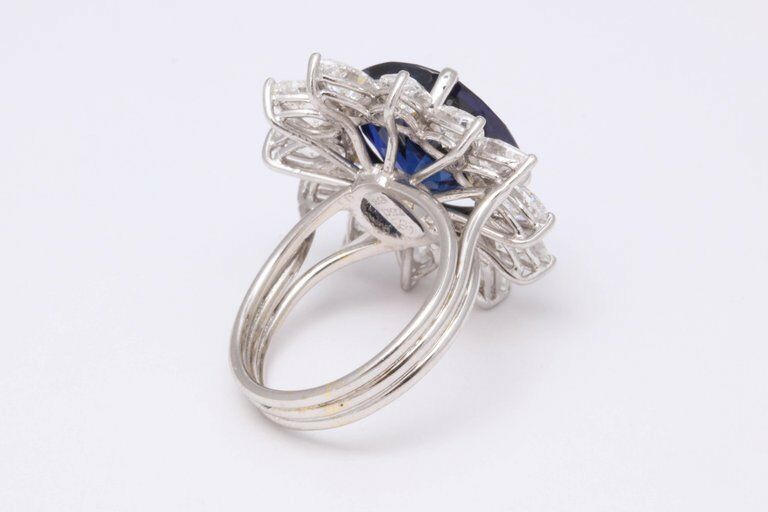 Natural Burma No Heat Blue Sapphire Ring 9.73 ct cushion
