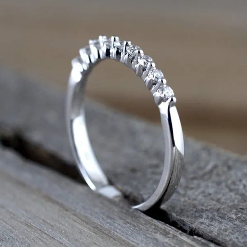 Fashion Half Eternity Moissanite Diamond Jewelry Dainty 925 Sterling Silver Whit