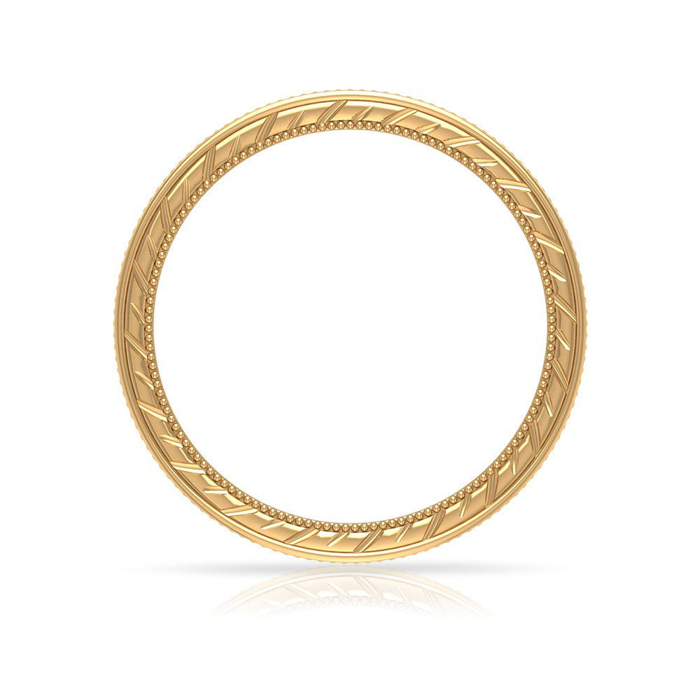 1 CT Created Blue Sapphire Eternity Ring with Milgrain Details, 14K Yellow Gold,
