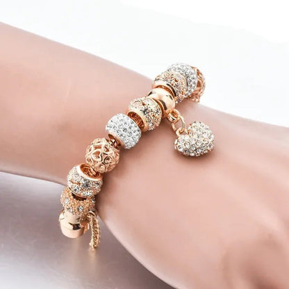 Luxury Crystal Heart Charm Bracelets & Bangles Gold Bracelets for Women Jeweller