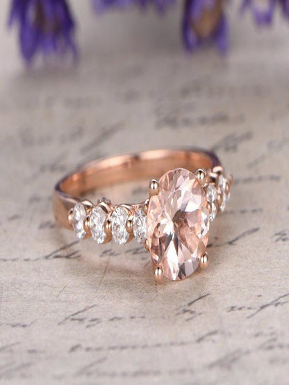 Limited Time Sale: 1.25 Carat Peach Pink Morganite and Diamond Engagement Ring i