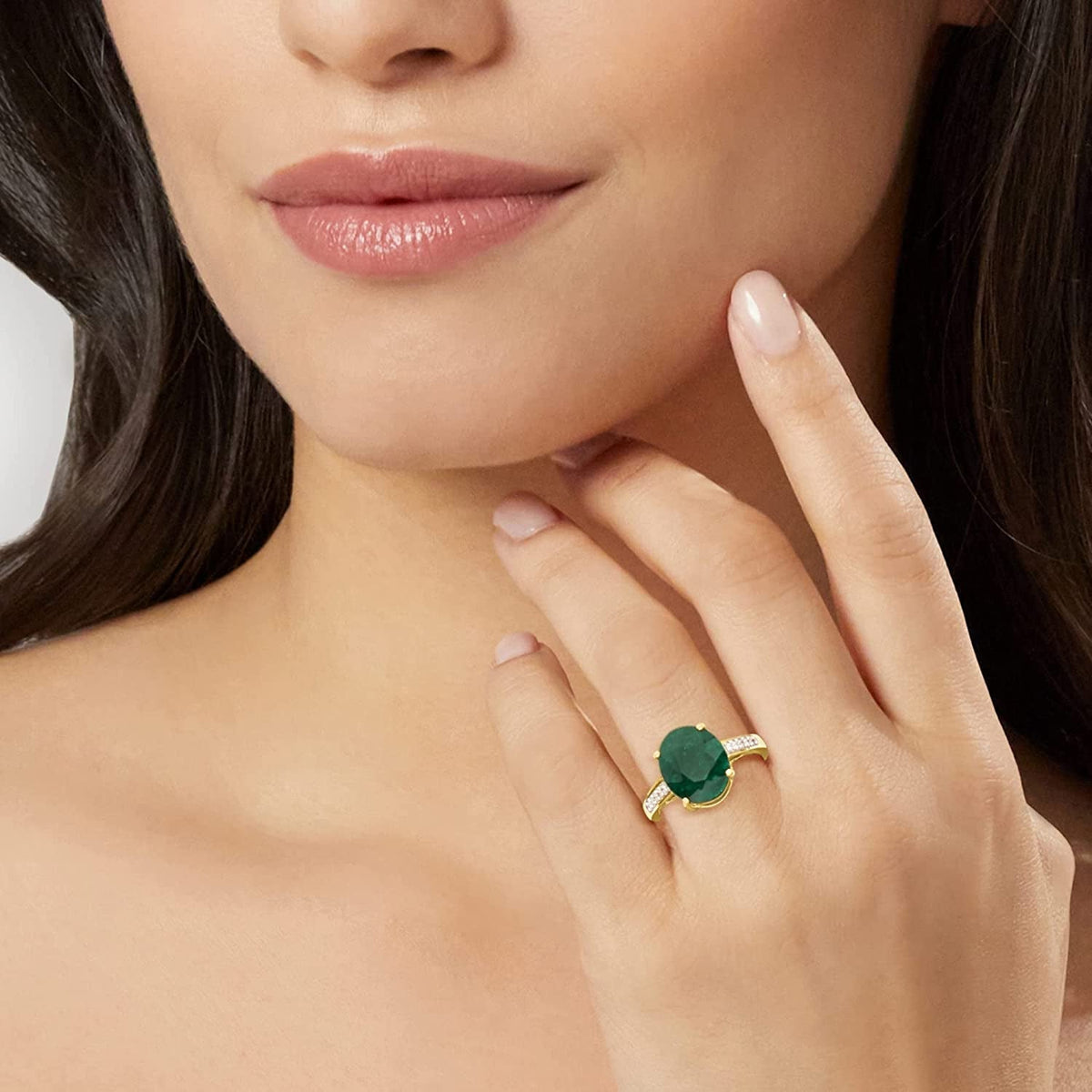 3.80 Carat Emerald Ring with Diamond Accents in 10Kt Yellow Gold