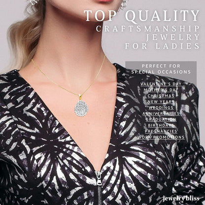 10K Polished Yellow and White Gold Chain & round Shaped Pendant W Diamond April