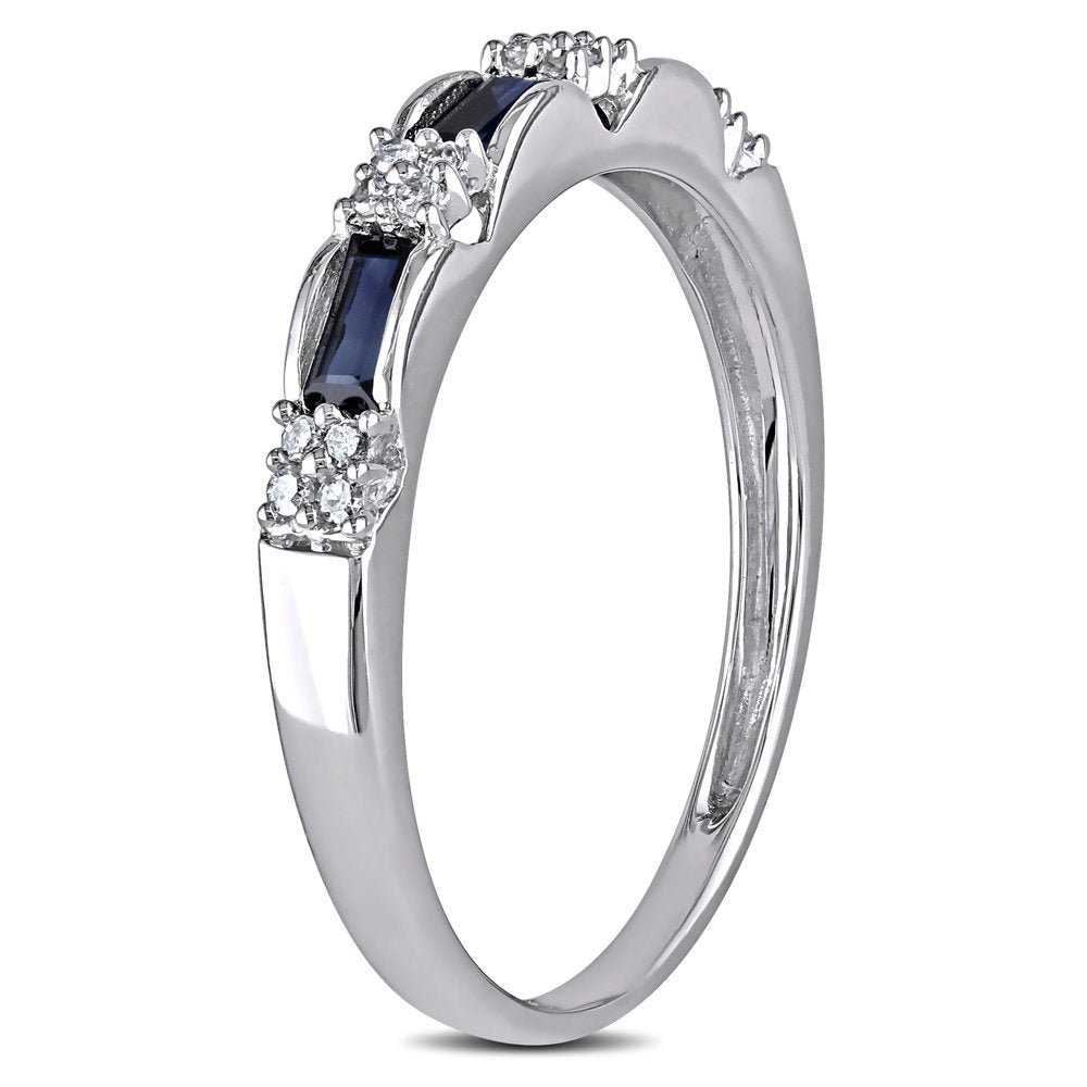 Miabella Women'S 1/2 Carat T.G.W. Baguette-Cut Sapphire and Diamond Accent 10Kt