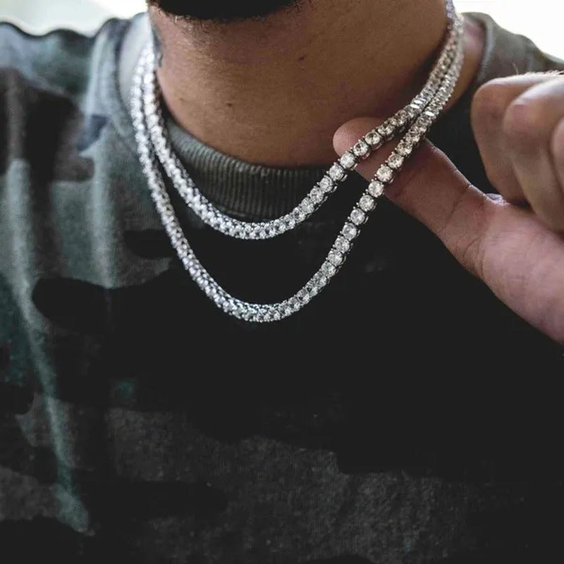 Unisex Hip Hop Bling Iced Out Cubic Zirconia Necklaces Bracelet Cool Men One-Row
