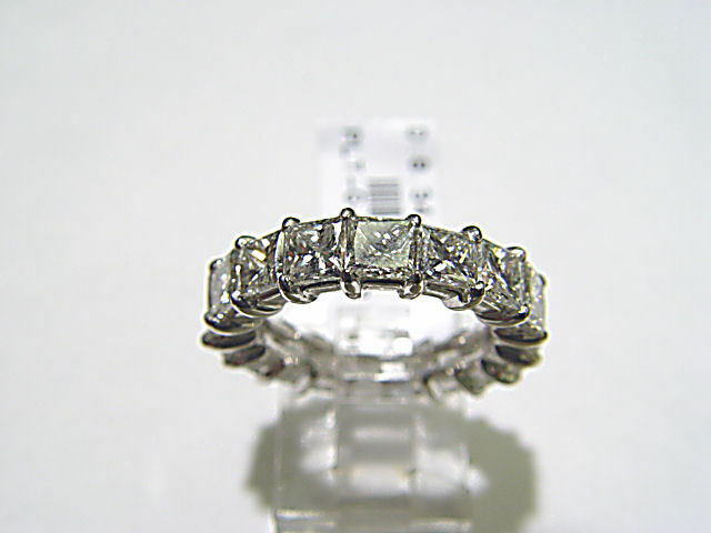 DIAMOND PRINCESS SHAPE 18 STONE ETERNITY SET BAND COMMON PRONG SET EACH DIAMOND