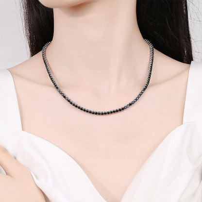 16-24 Inch (41-60 Cm) Real 925 Sterling Silver Tennis Chain Necklace Pave 3 Mm