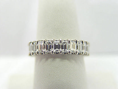 DIAMOND EMERALD SHAPE 25 STONE SET U BASKET ETERNITY DIAMOND BAND ANNIVERSARY