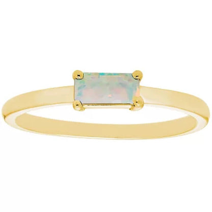 Lab Opal Baguette Ring in 14K Gold