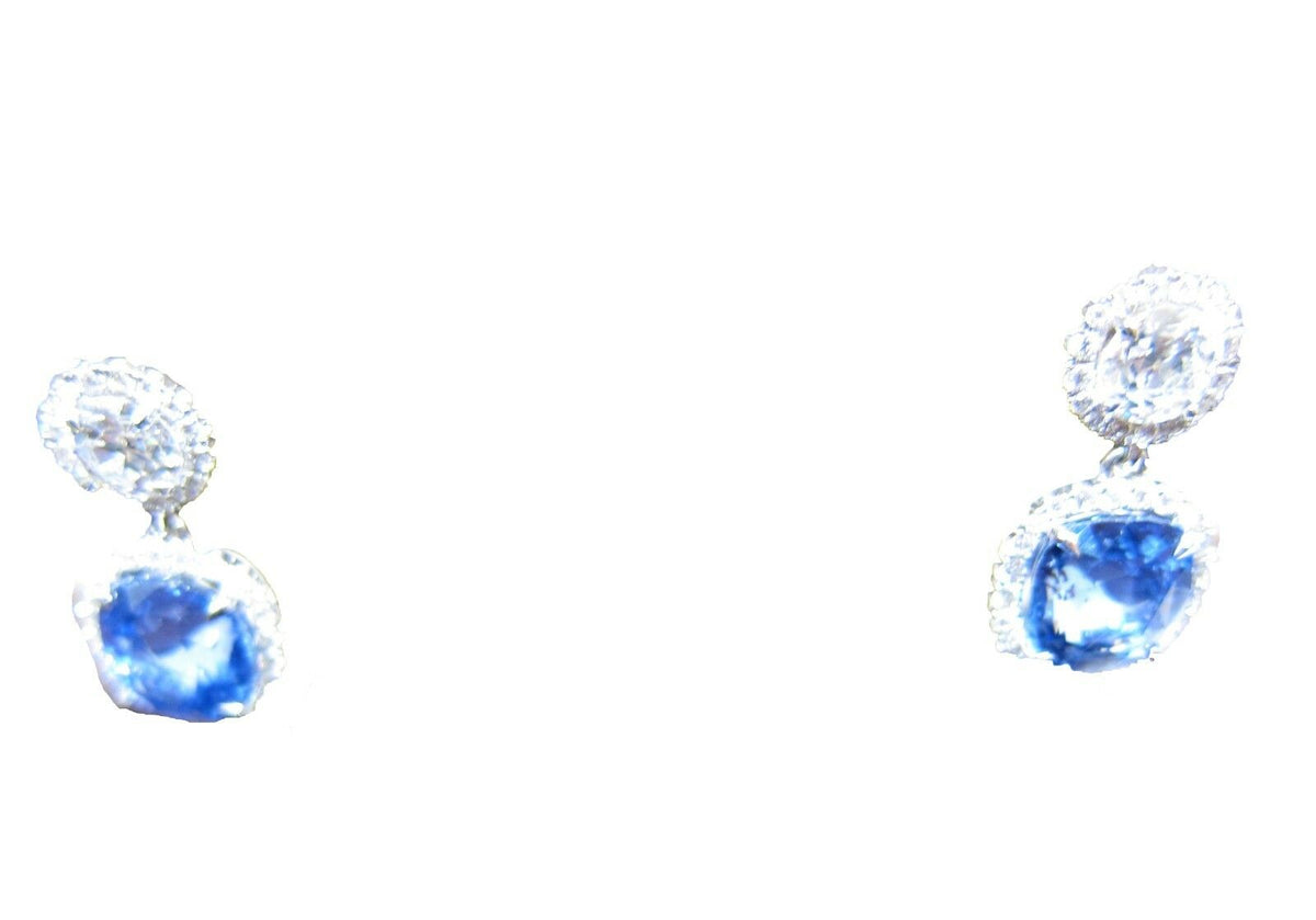 GIA Sapphire cushion drop shape 7.62 ct diamond round brilliant shape 1.68 ct