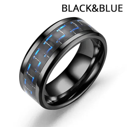 8MM Mens 6 Colors Ceramic Ring Wedding Band with Red Carbon Fiber Inlay Sizes 6