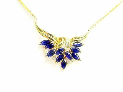 MARQUISE SAPPHIRE AND DIAMOND PENDANT INCLUDED 16 INCH CHAIN