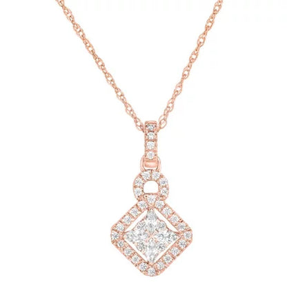0.23 CT. T.W. Marquise and round Kite-Shape Dangle Pendant in 14K Gold
