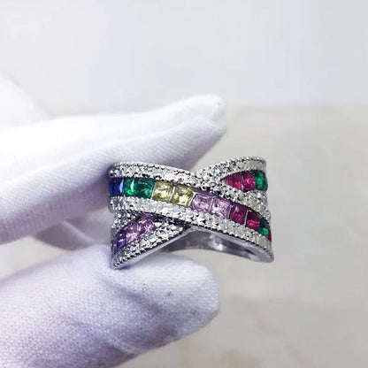 Plated Silver Engagement Jewelry Tanzanite Ruby Genuine Stone Promise Ring