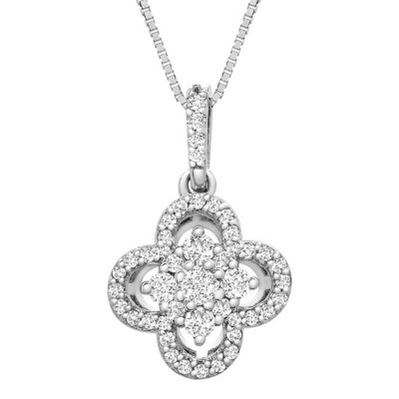 0.25 CT. T.W. I-I1 14K White Gold Diamond Flower Pendant