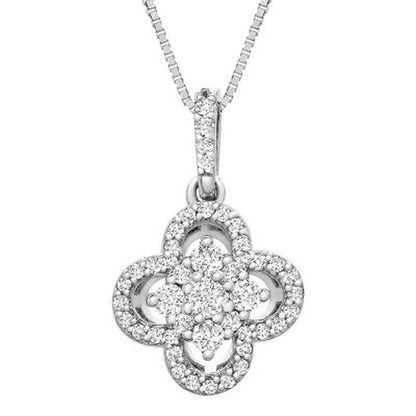 0.25 CT. T.W. I-I1 14K White Gold Diamond Flower Pendant