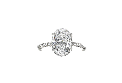 GIA OVAL SHAPE D COLOR SI1 CLARITY SET CENTER ROUND DIAMOND HALO ENGAGEMENT RING