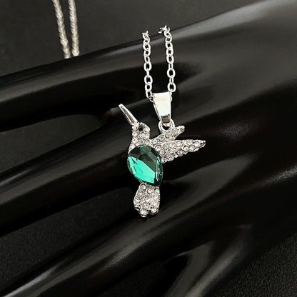 European and Americans Vintage Silver Bird Nature Style Turquoise Bird Necklace