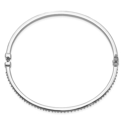 925 Sterling Silver Diamond Mystique Platinum-Plated Diamond Bangle Cuff Bracele