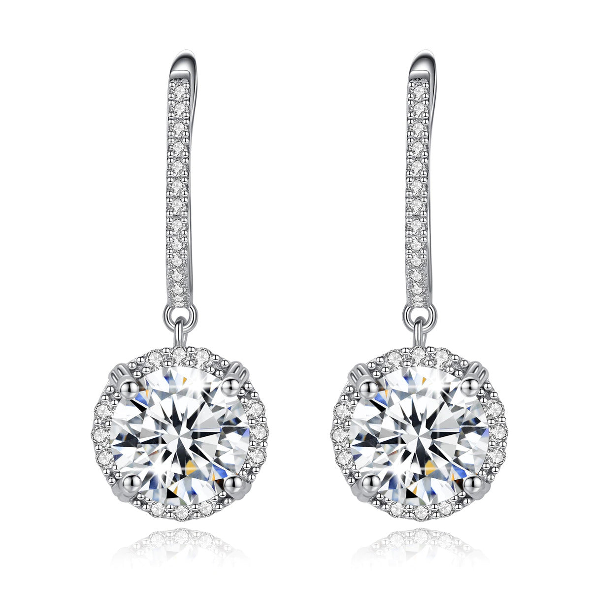 Certified 4 Carats 8Mm Moissanite Diamond Earrings for Women 100% 925 Sterling