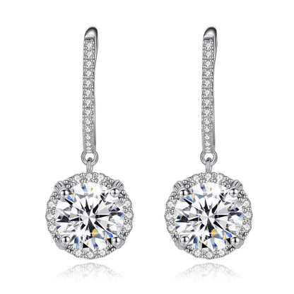 Certified 4 Carats 8Mm Moissanite Diamond Earrings for Women 100% 925 Sterling