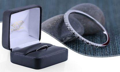0.08 Carat (Ctw) round Black & White Diamond Dainty Anniversary Stackable Weddin