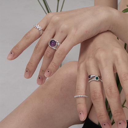 Women'S Fashion Simple Natural Amethyst Ring
