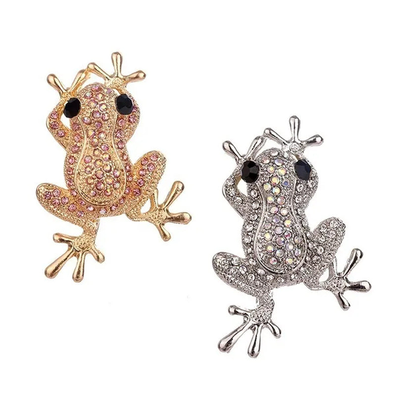 Personality Cute Frog Diamond Brooch Pin