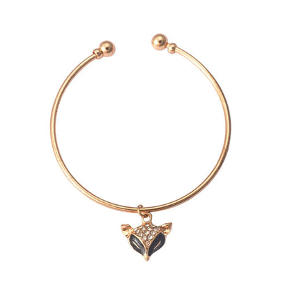 Vintage Rose Gold Bracelet Flash Diamond Opening Adjustable Bracelet for Women J