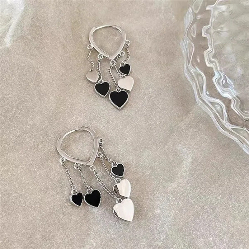 New Style Black Love Earrings Ladies Tassel Earrings Temperament Cold Wind Earri