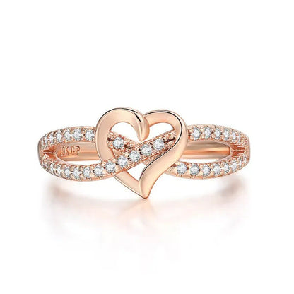 New Infinity Heart Cross Ring Promise Ring Forever Diamond Ring Heart Ring Silve