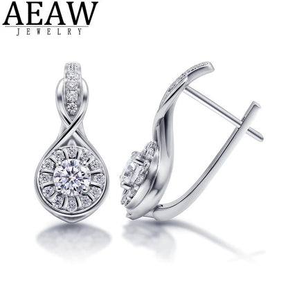 D Color VVS1 round Excellent Cut 1.0CTW 5.0MM Moissanite Hoop Earring 18K White
