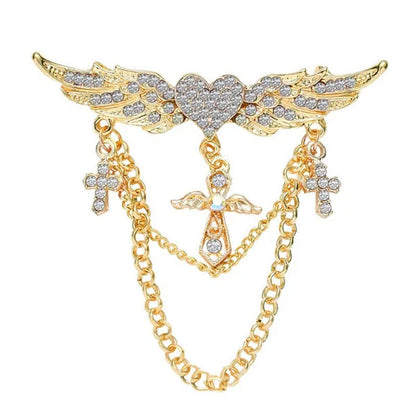New Brooch Retro Tassel Inlaid Diamond Collar Pin Alloy Pin