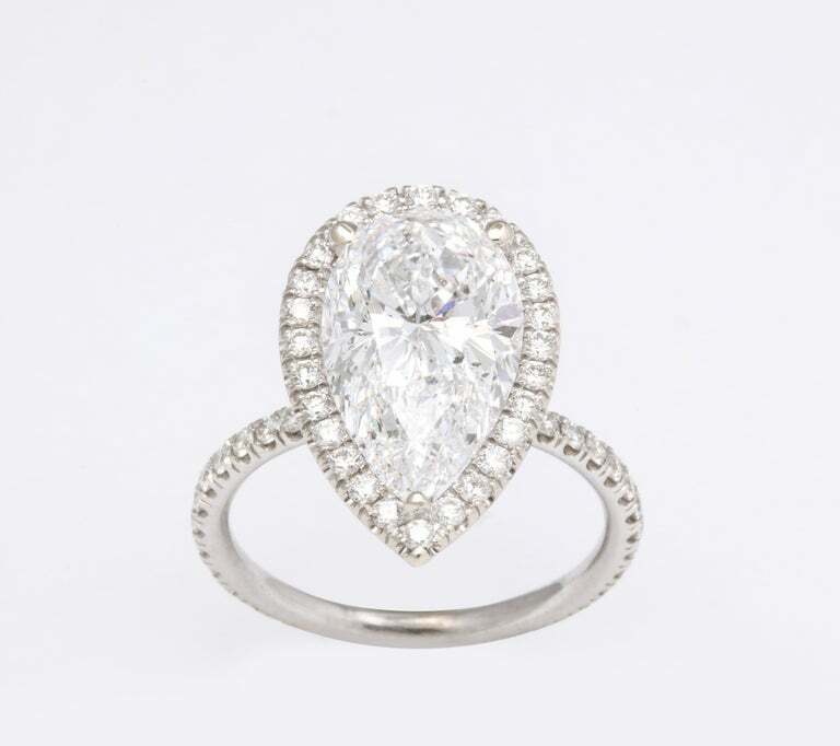 5 Carat D Color Pear Shape Engagement Ring GIA Certified