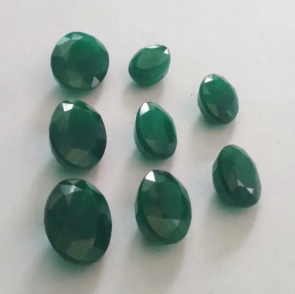 NATURAL EMERALD ZAMBIAN CUT FACETED OVAL SHAPE LOOSE GEMSTONE