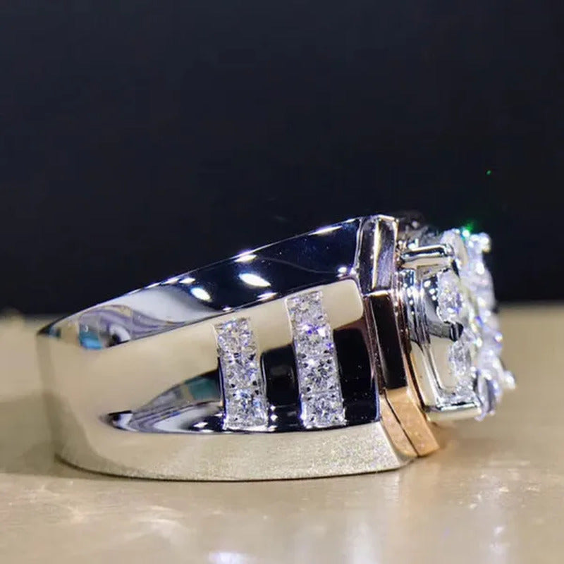 Luxury Men'S Ring Men'S Natural Zircon Ring Wedding Ring Engagement Zircon Ring