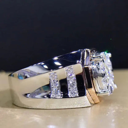 Luxury Men'S Ring Men'S Natural Zircon Ring Wedding Ring Engagement Zircon Ring