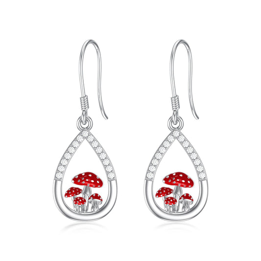 Mushroom Earrings 925 Sterling Silver Mushroom Dangle Drop Earrings Mushroom Jew