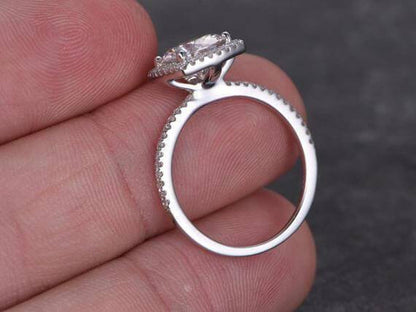 1.50 Carat Halo Moissanite and Diamond Engagement Ring with 18K Gold Plating