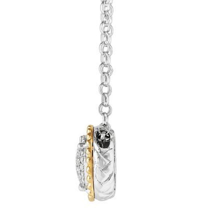 0.20 CT. T.W. Diamond Halo Pendant and Earring Set in Sterling Silver and 14K Ye